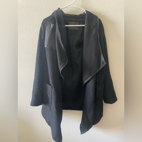 BlankNYC black asymmetrical warm fall or winter cardigan jacket - Picture 3 of 5